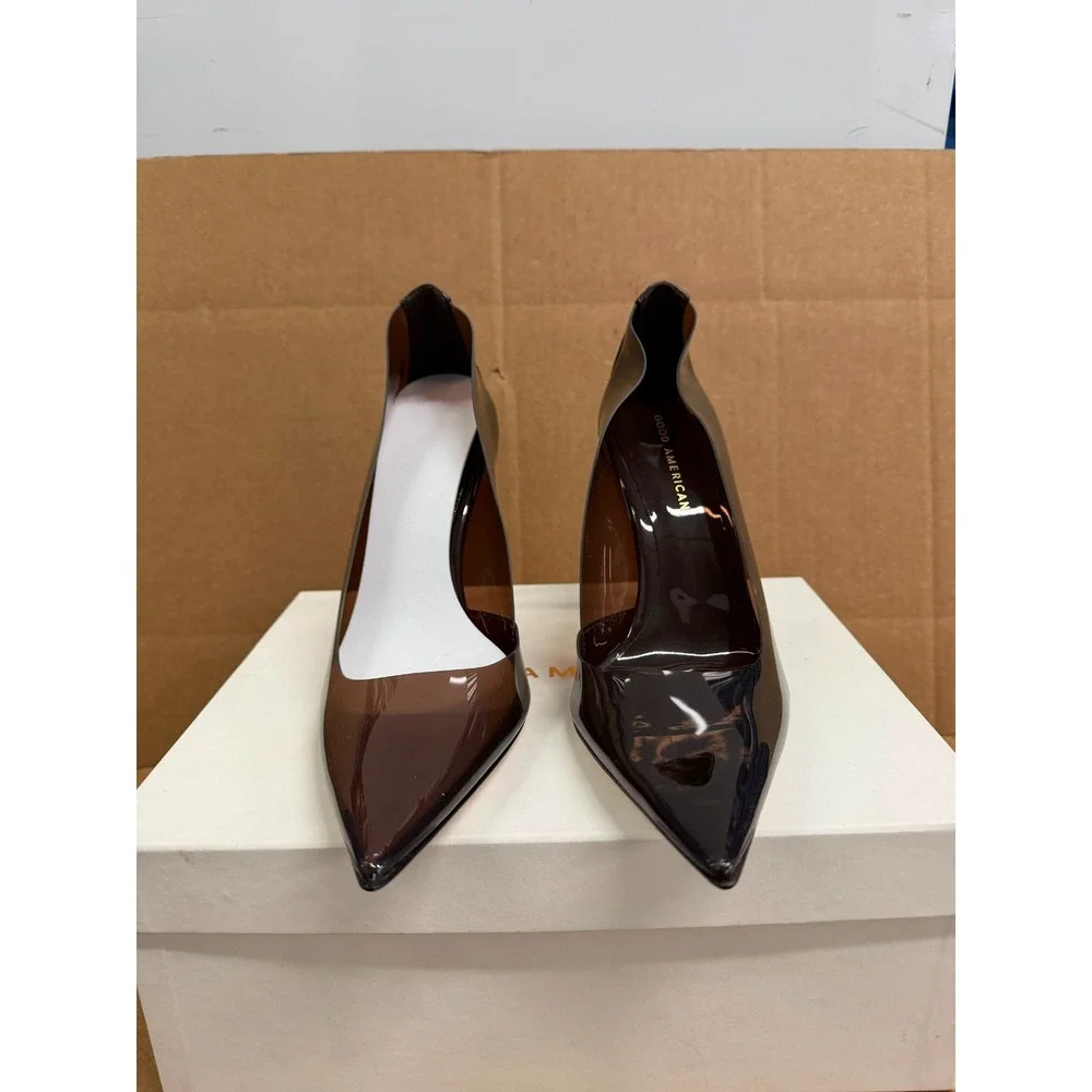 Good American Stiletto Heel Pointed Toe Cinderella Pumps Mocha Size 11 US
